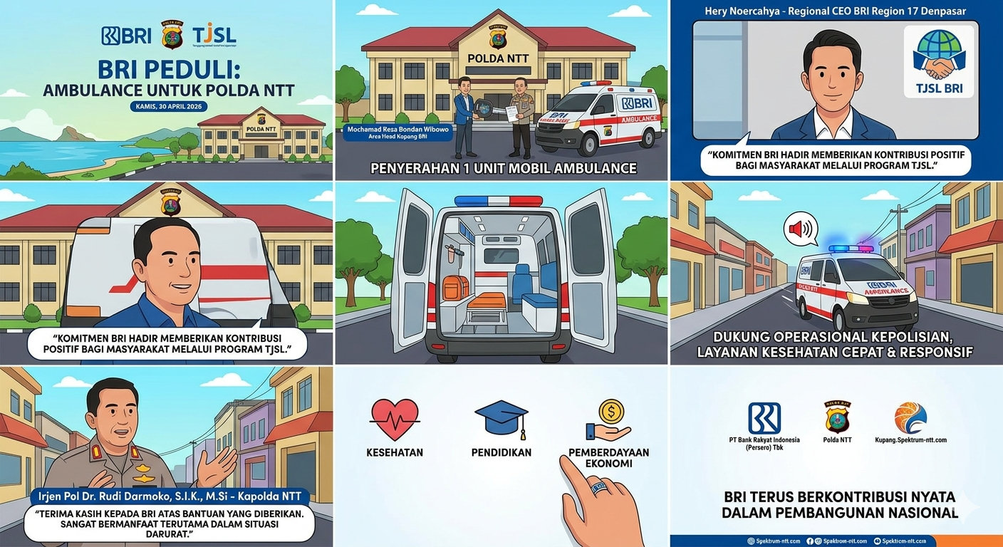 BRI Serahkan Bantuan TJSL 1 Unit Ambulance Kepada Polda NTT Untuk Dukung Layanan Kesehatan Masyarak