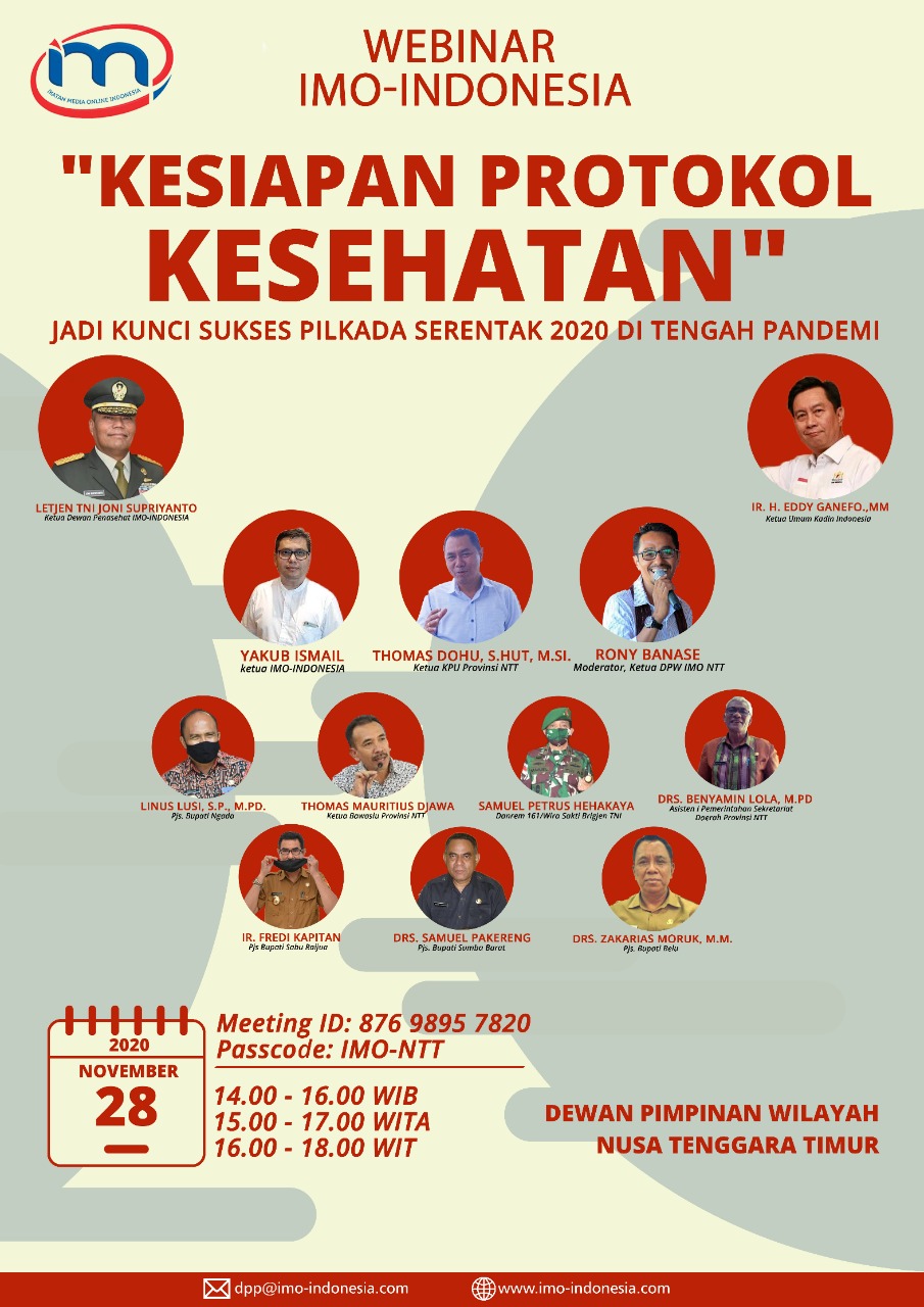 IMO-Indonesia DPW NTT Gelar Webinar Protokol Kesehatan Jelang Pilkada, Hadirkan Narasumber Kompeten