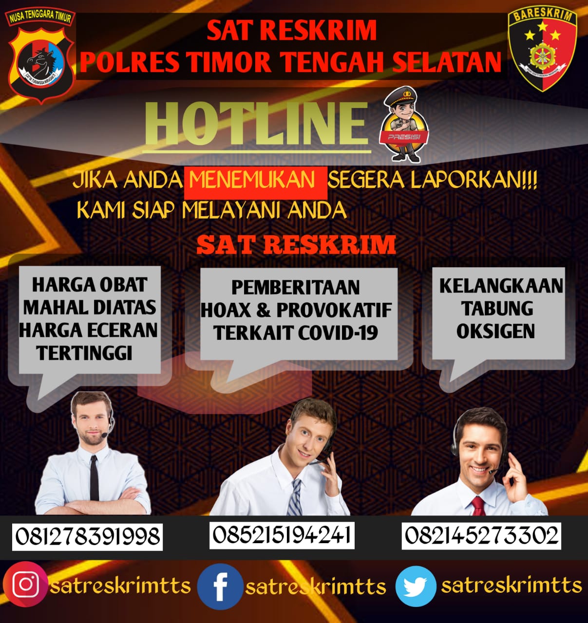 Polres TTS Launching Hotline Untuk 3 Hal Penting, Cek Nomor Pengaduan Di Sini