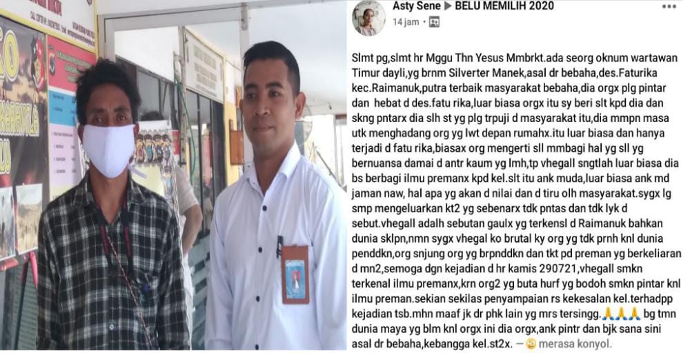 Wartawan Vegal Manek Laporkan Akun FB Asty Sene Ke Polres Belu 