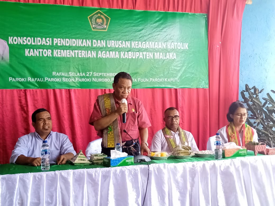 Bupati Simon Nahak Hadiri Kegiatan Konsolidasi Pendidikan Urusan Keagamaan Di Laenmanen, Malaka