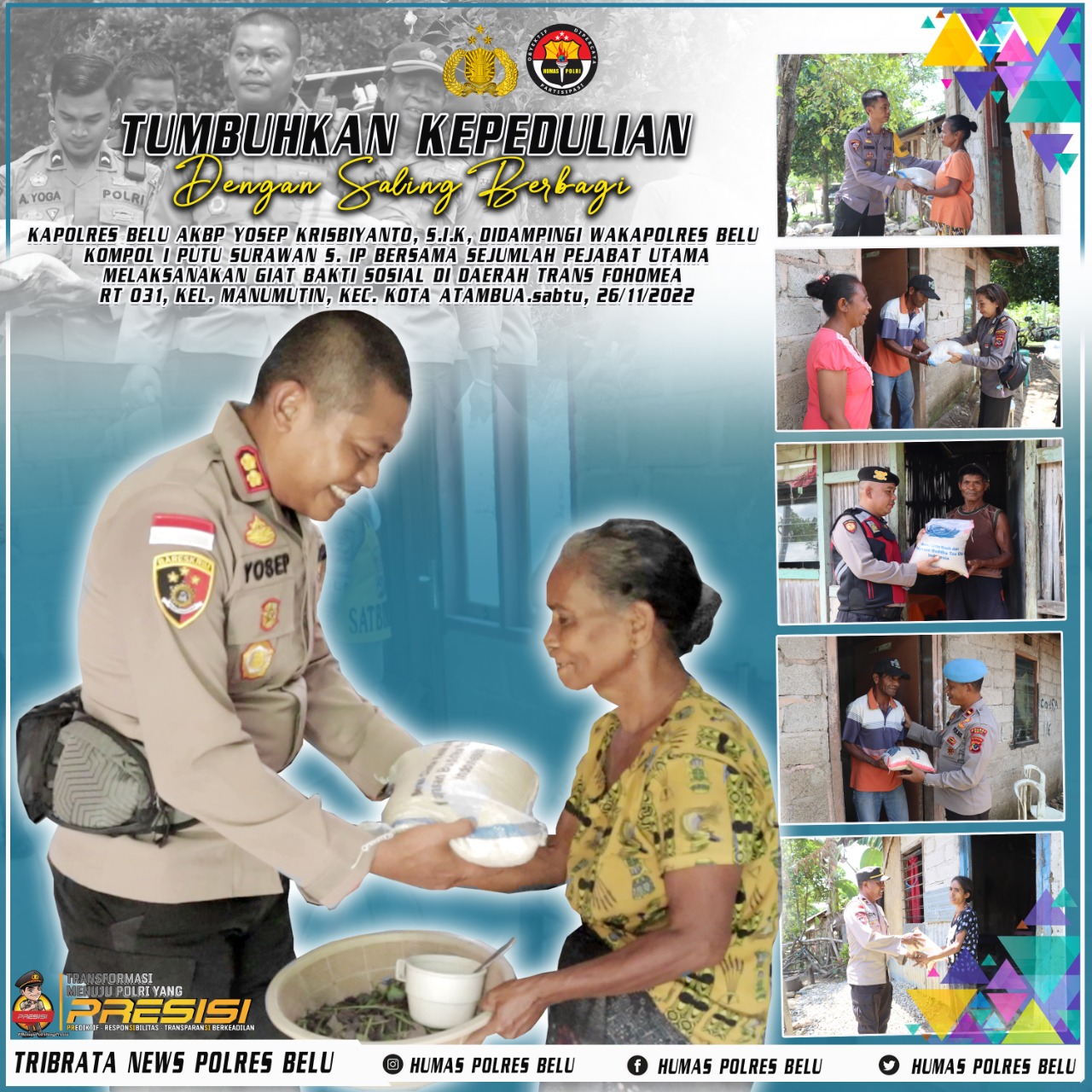 Polres Belu Salurkan Paket Sembako dan Sosialisasi Program Sahabat Belu Bagi Masyarakat