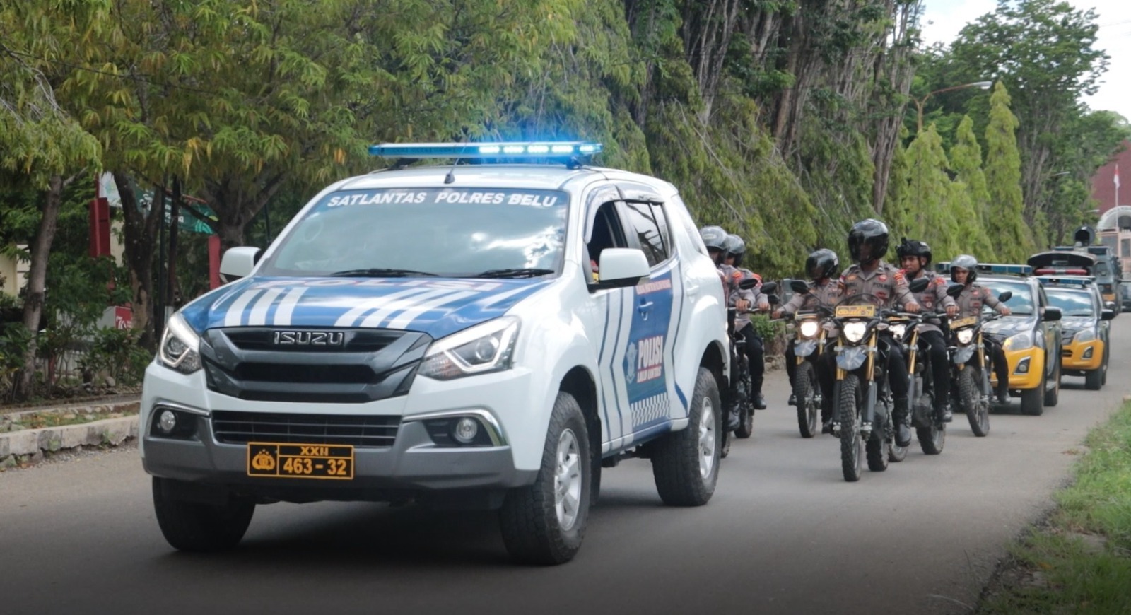 Polres Belu, TNI Dan Brimob Gelar Patroli Skala Besar Pastikan Kamtibmas Jelang Pemilihan