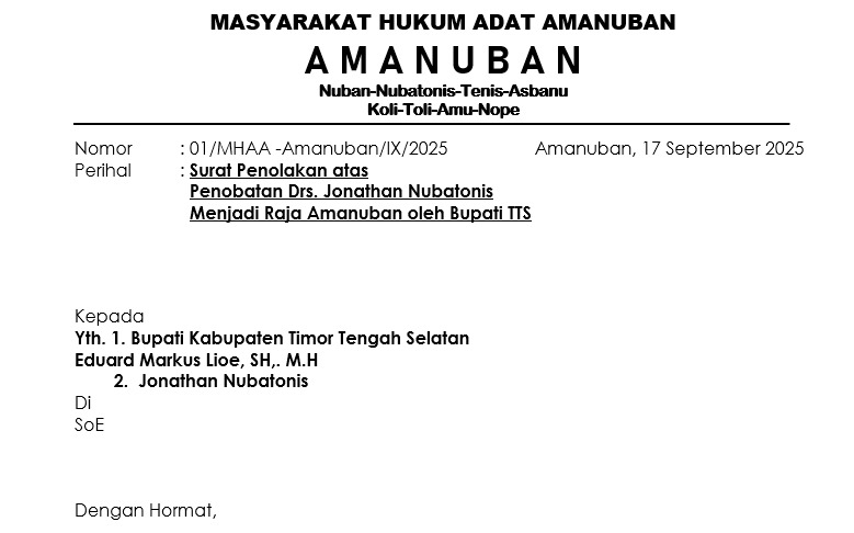 Masyarakat Hukum Adat Amanuban dari Nuban-Nubatonis-Tenis-Asbanu  Koli-Toli-Amu-Nope Angkat Bicara