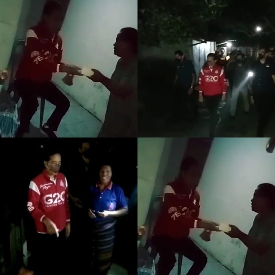 Presiden Jokowi Blusukan Ke Rumah Warga Dalam Kegelapan Malam, Serahkan Uang Tunai 